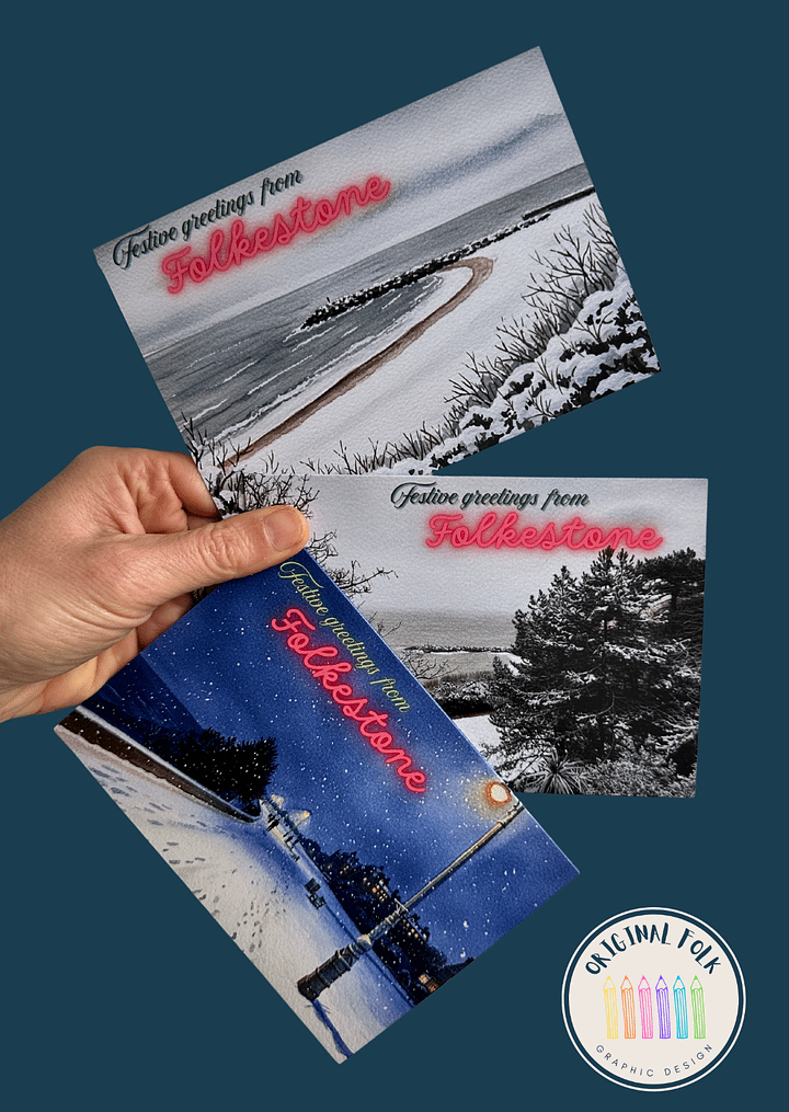 Christmas cards - Festive Greetings from Folkestone - pack of 3 product image (1)