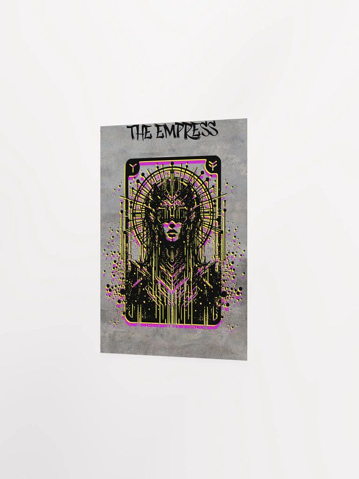 Cyberpunk Tarot Wall Art Poster – "The Empress" Card with Radial Headdress, Cyber Goggles & Ornate Cyber Armor – Futuristic Graffiti Stencil Artwork product image (2)