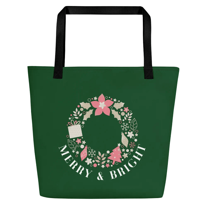 MERRY & BRIGHT Festive Wreath Large Tote Bag product image (2)