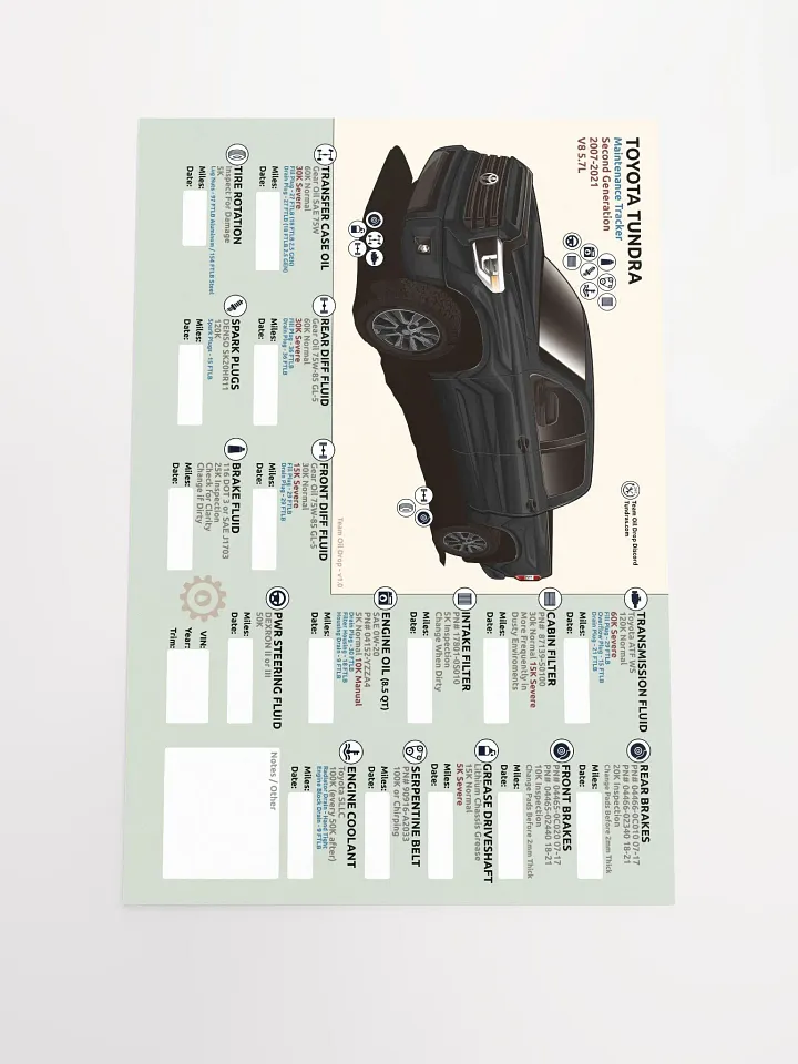 2nd Gen Tundra Maintenance Tracker - Black product image (2)