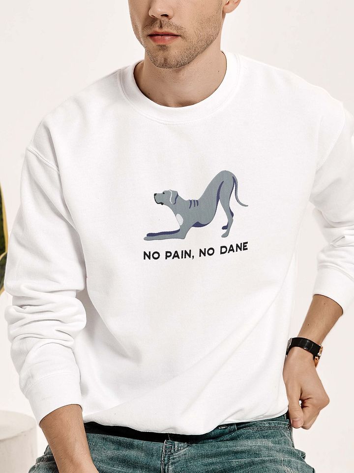 No Pain, No Dane Sweatshirt (Embroidered) of a Great Dane(Gray) product image (2)