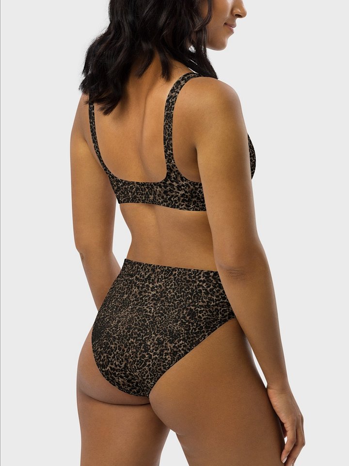 Recycled High-Waisted Bikini Bottom "Chic Dark Brown Leopard" Printed product image (2)