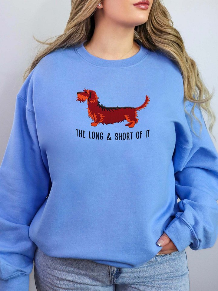 The Long & Short of It Sweatshirt (Embroidered) of a Wirehaired Dachshund(Red & Tan) product image (2)