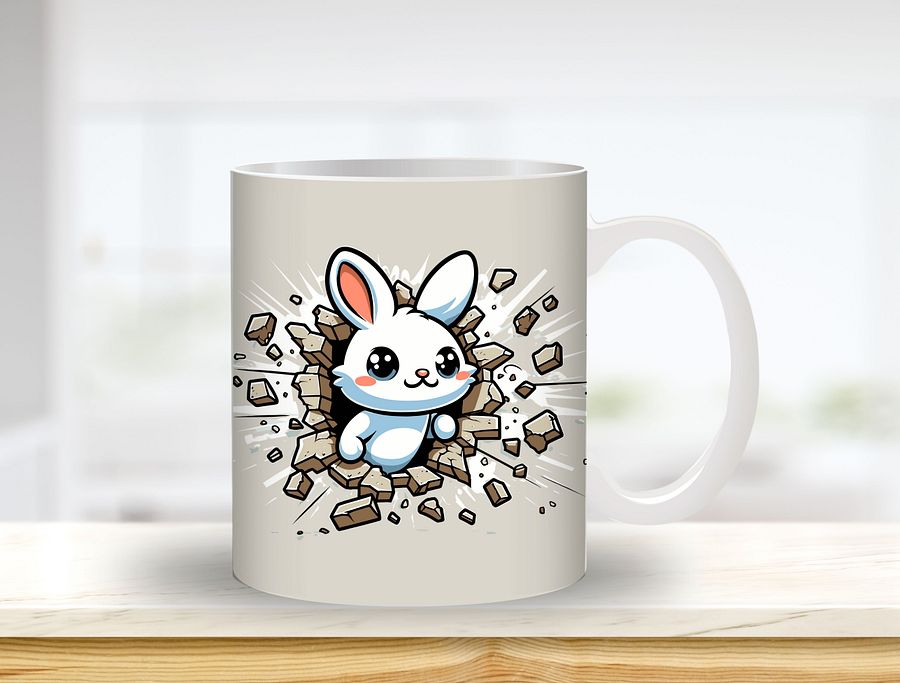 Cartoon Bunny Mug Sublimation Design, 11oz & 20oz Mug Template, Mug Wrap Template PNG, Digital Download product image (1)