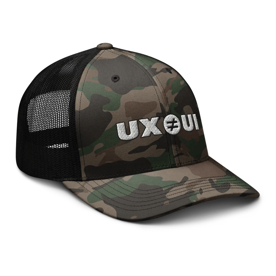UX ≠ UI Camo Trucker Hat product image (6)
