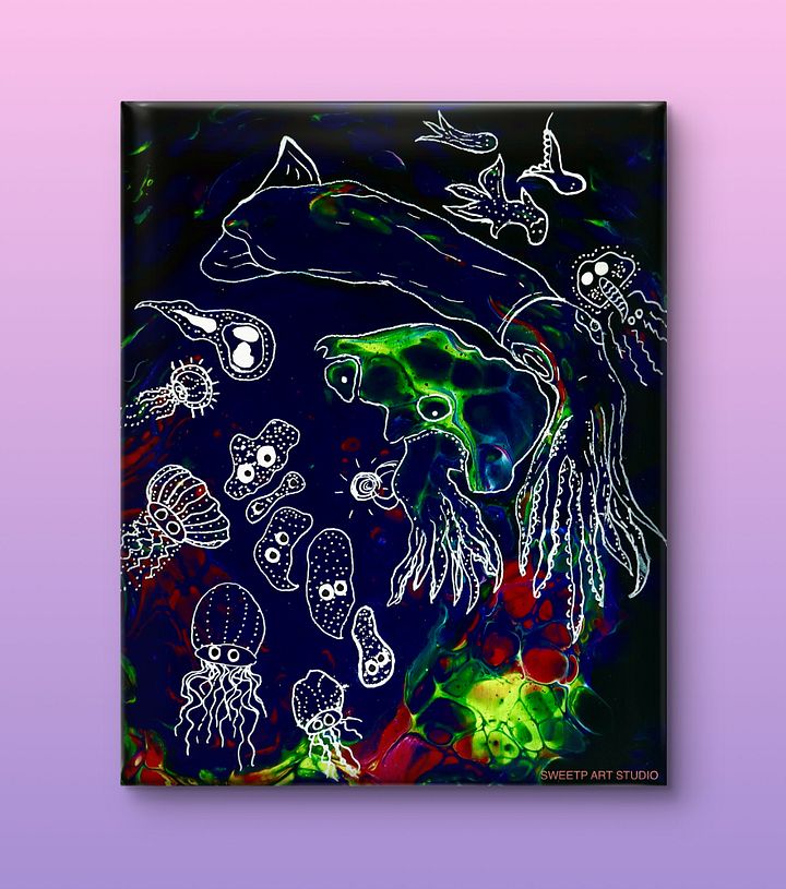 Orb of Sea Creatures | Original Canvas Painting product image (1)