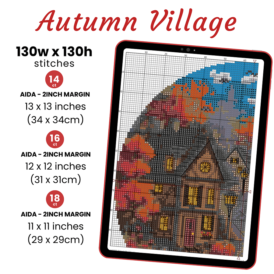 Autumn Village Cross Stitch Pattern product image (2)