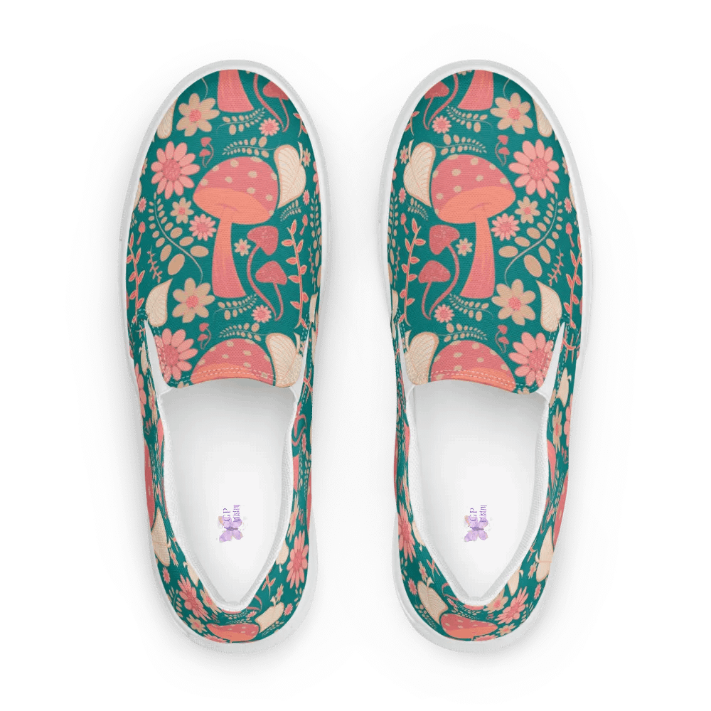 Whimsical Botanical Mushroom Bliss Slip-Ons product image (9)