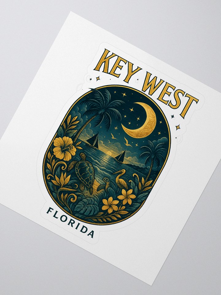 Kiss-Cut Key West Tropical Sticker with Moonlight Scene product image (1)