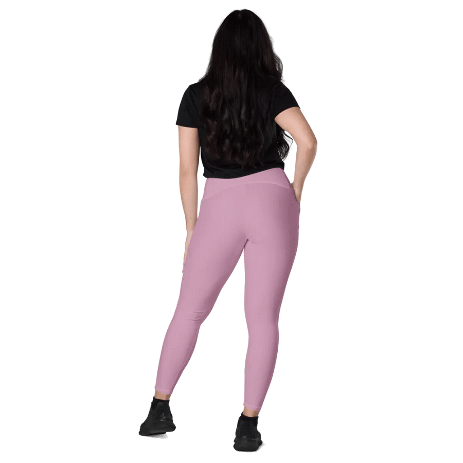 Plain Lilac Purple Soft Summer Women's High Waisted Premium Crossover Leggings with Pockets by Treasure Pie product image (8)