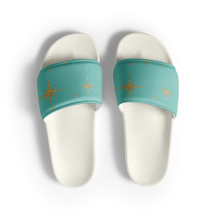 REAL Women's Slides - Teal with Gold Stars product image (1)