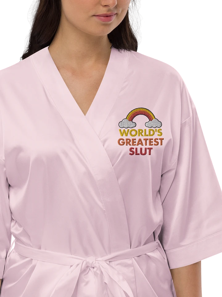 World's Greatest Slut embroidered satin robe product image (1)