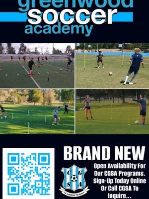 Open availability for our CGSA programs. Sign-up today online or call CGSA to inquire... Check out at greenwoodsoccer.net ⚽