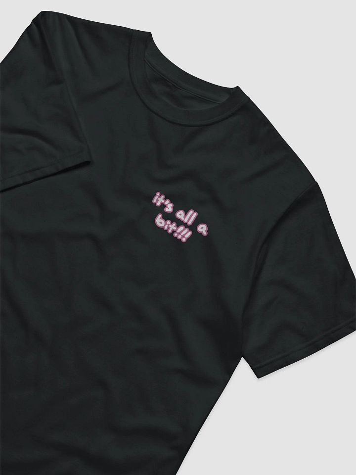 “It’s all a bit!!!” (sm. lined design, #CB6398) unisex eco tee product image (1)