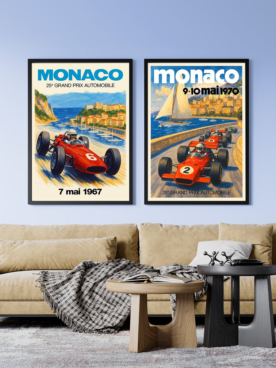 Monaco Vintage F1 Grand Prix 1970 Art Poster — Auto Racing Wall Art, Formula 1 Print product image (2)