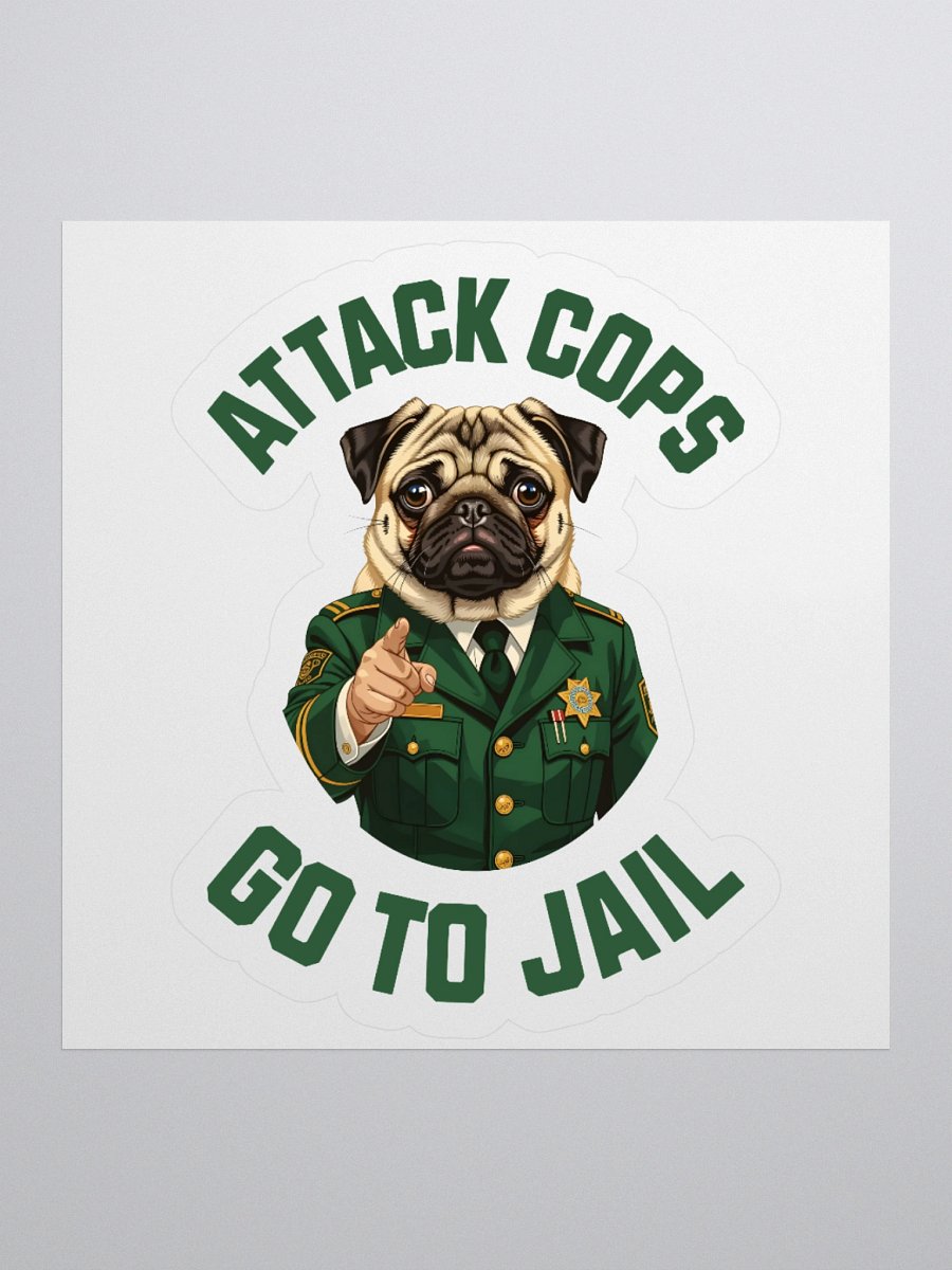 "Attack Cops Go to Jail" stickers - green ink product image (1)