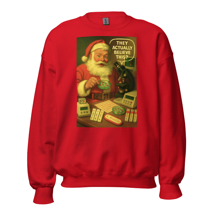 Skeptical Santa Crewneck Sweatshirt Red product image (1)