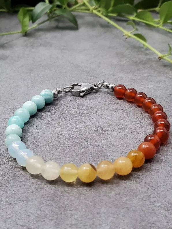Water Phoenix Bracelet | Amazonite, Opalite, Yellow Jade & Carnelian Flow + Transformation Jewelry product image (3)