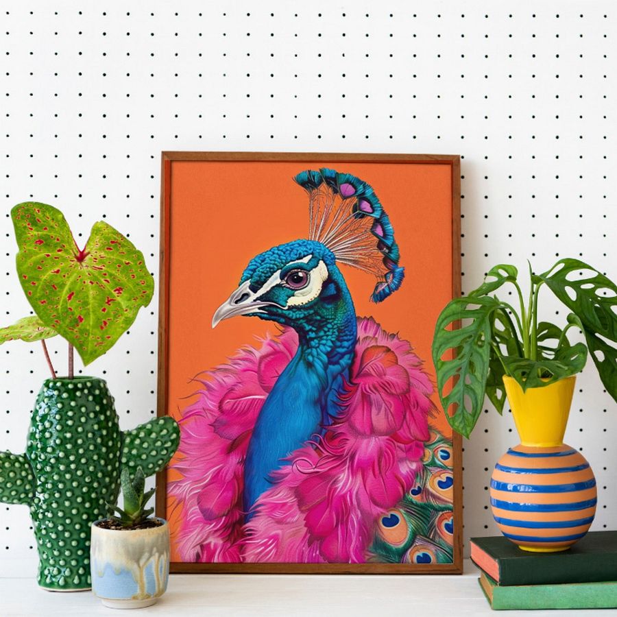 Peacock in Fur Anthropomorphic Animal Fashion Art Print product image (24)
