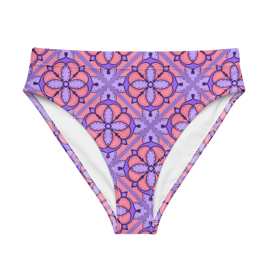 Peach and Lilac Symmetry Pattern High Waisted Bikini Bottom product image (6)