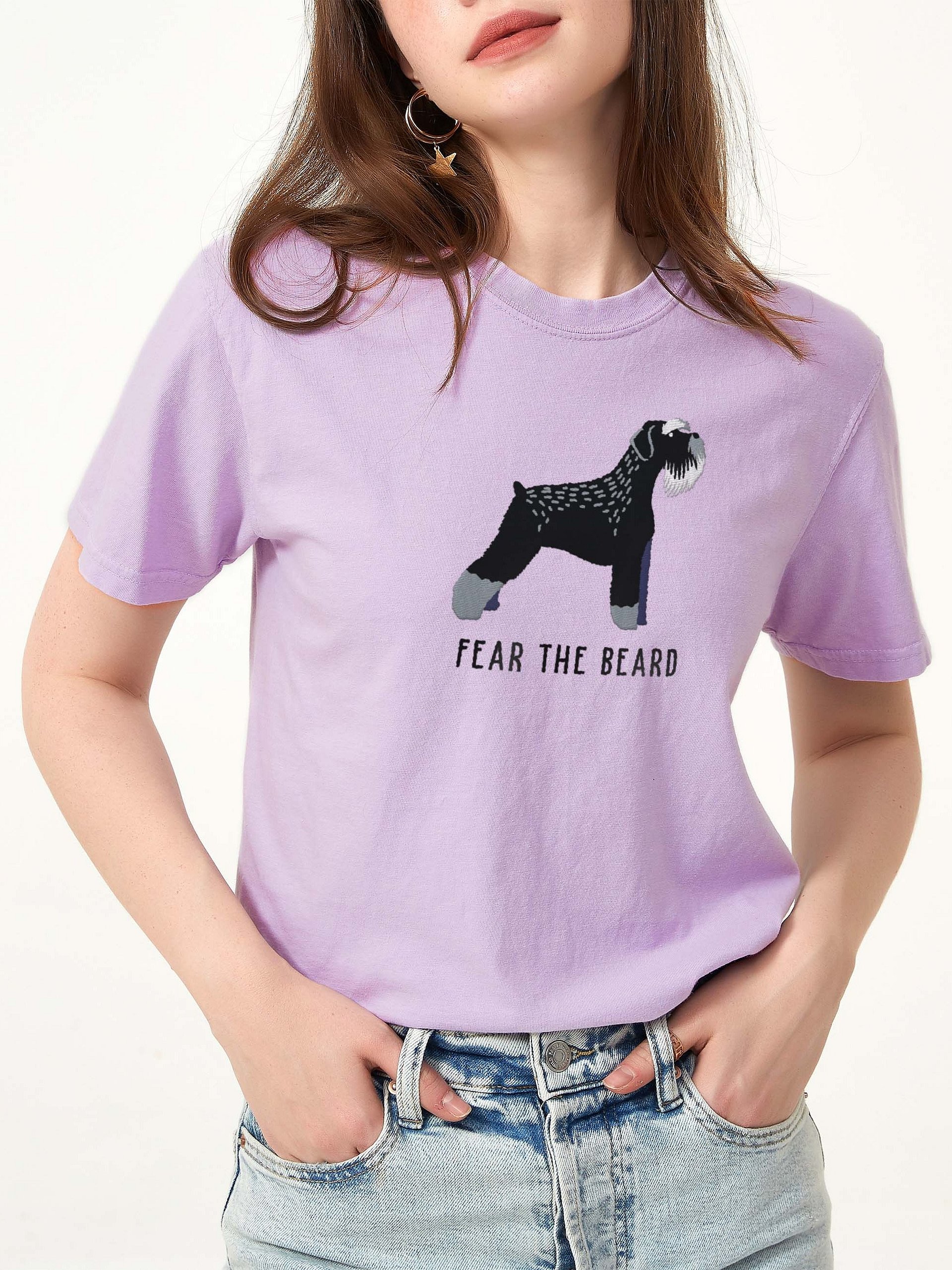Fear the Beard T-Shirt(Embroidered) of a Schnauzer(Black) product image (2)