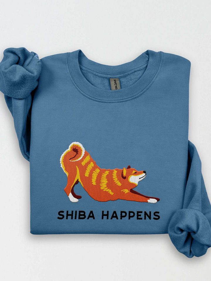 Shiba Happens Sweatshirt (Embroidered) of a Shiba Inu product image (1)