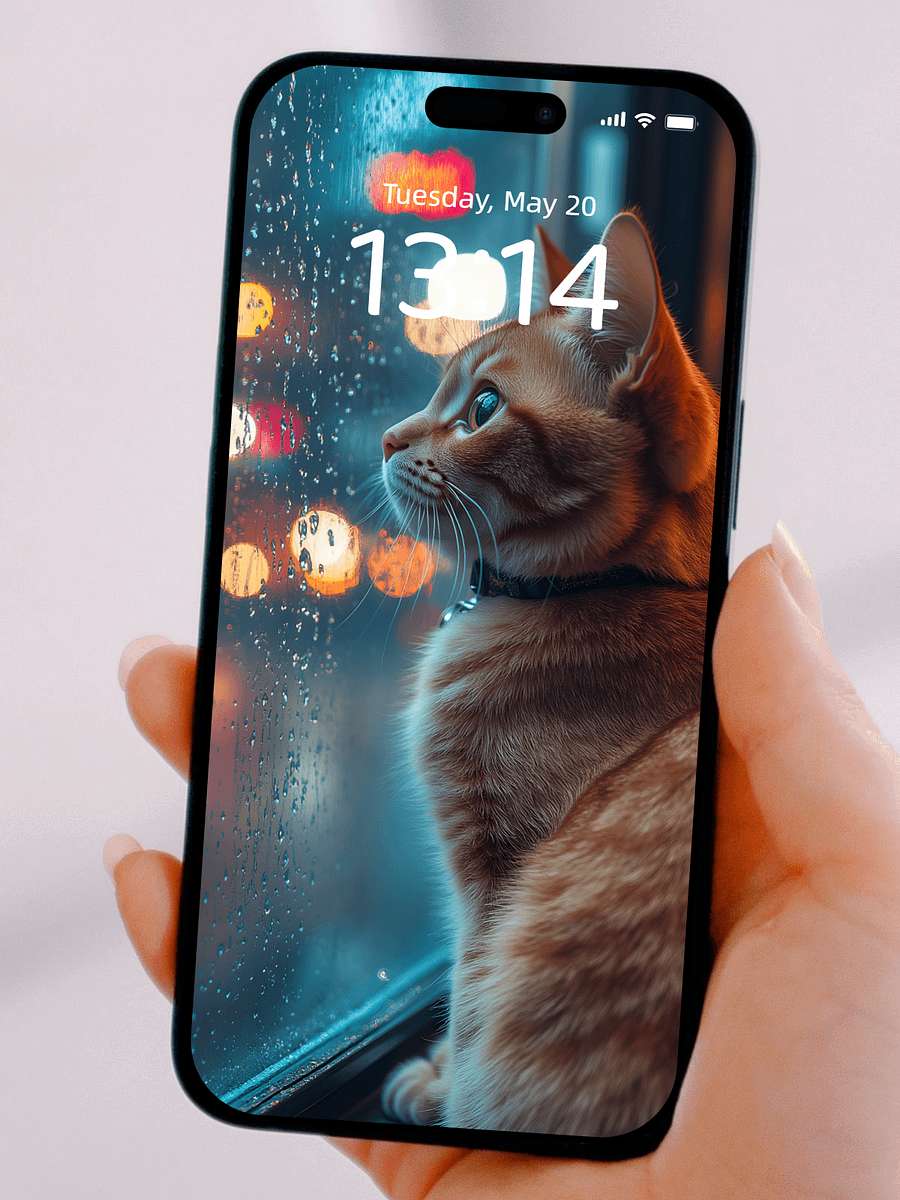 Minimalist Business Style: Cat and Raindrop Phone Wallpapers, 4K HD, Bring Simplicity and Warmth to Your Phone Screen product image (2)
