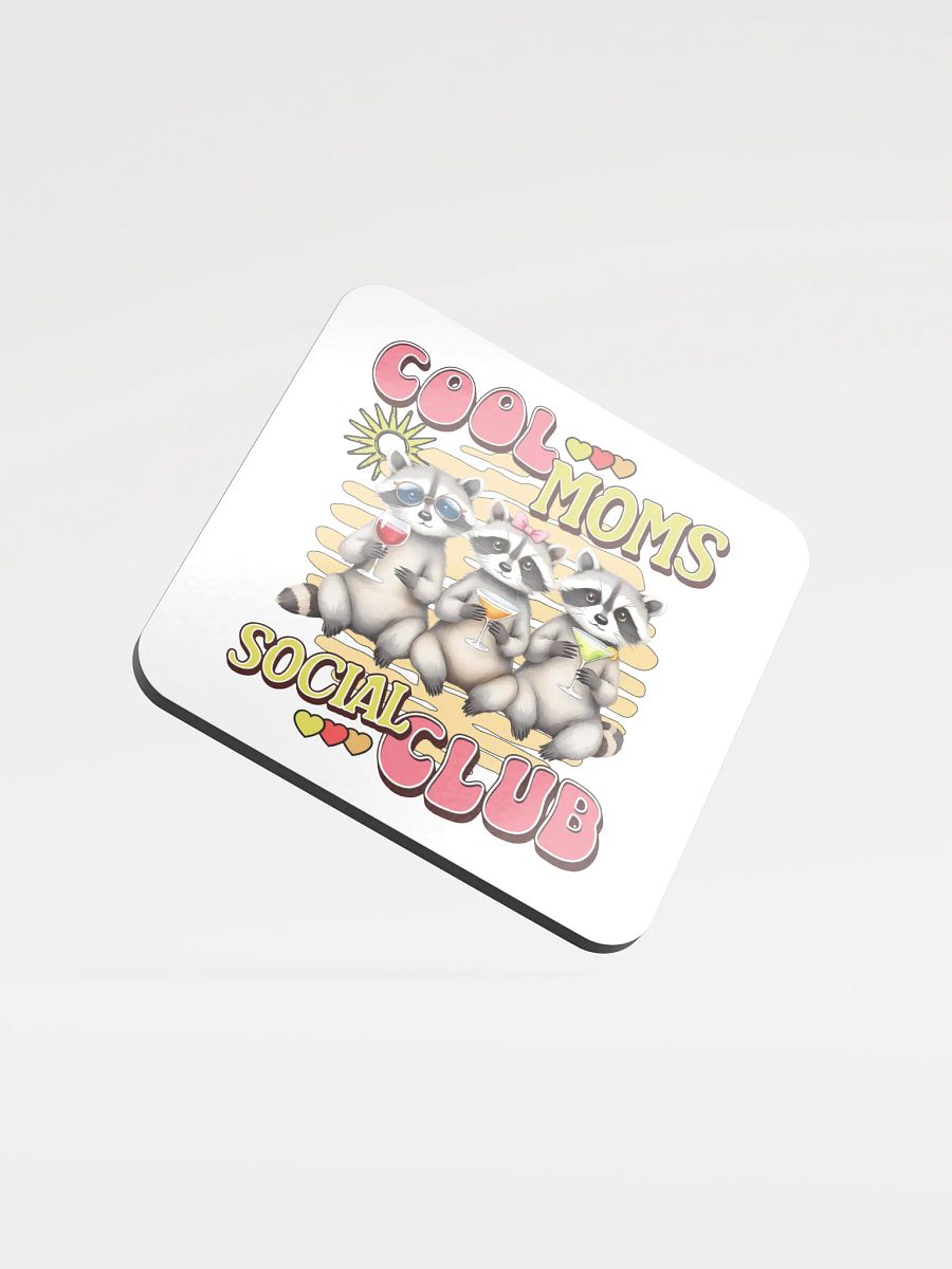 Cool Moms Social Club Raccoon Glossed Cork Coaster product image (2)