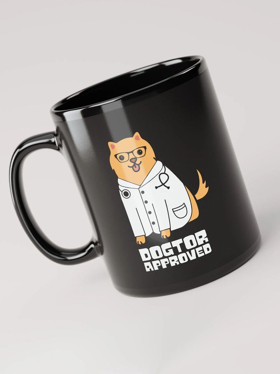 "Dogtor approved" black glossy mug product image (4)