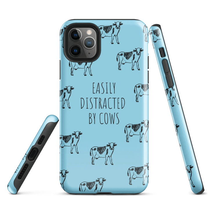 "Easily distracted by cows" blue case for iPhone® product image (2)