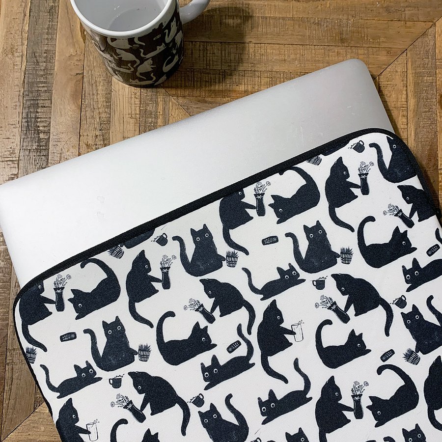 Bad Cats Knocking Stuff Over Patterned Laptop Sleeve product image (4)