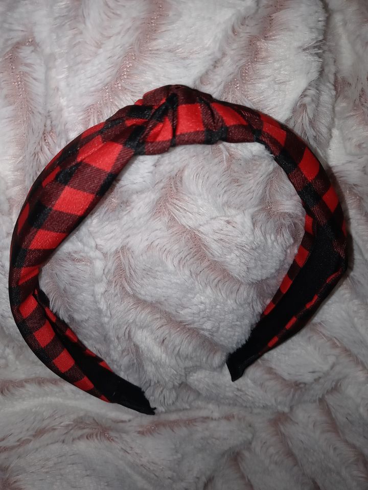 Boss momma red and black plaid headband product image (1)