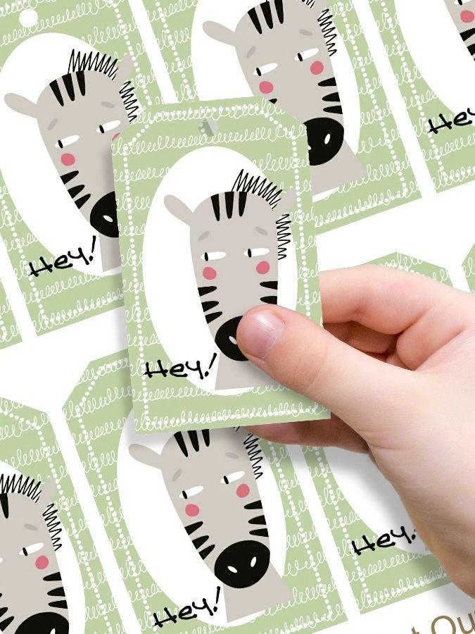 Hey! Cute Zebra Whimsical Printable Gift Tags for Kids product image (1)