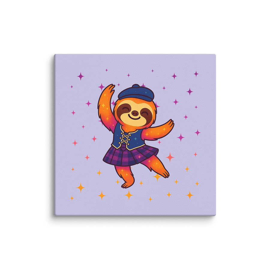 Highland Dance Sloth Canvas – Cute Scottish Sloth Mini Wall Art for Dancers, Sloth Lovers & Sparkly Decor Fans (6x6") product image (1)