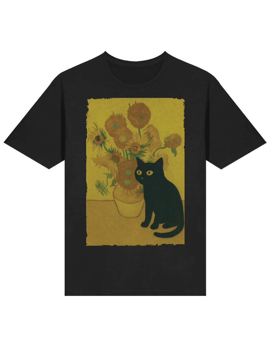 Van Gogh Sunflower Curious Cat T-Shirt product image (16)