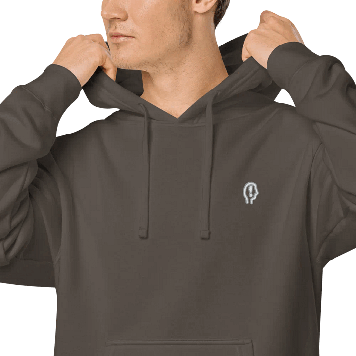 EXCLAIMING MENTALLY (sm. grey bubble design) embroidered pigment hoodie product image (1)