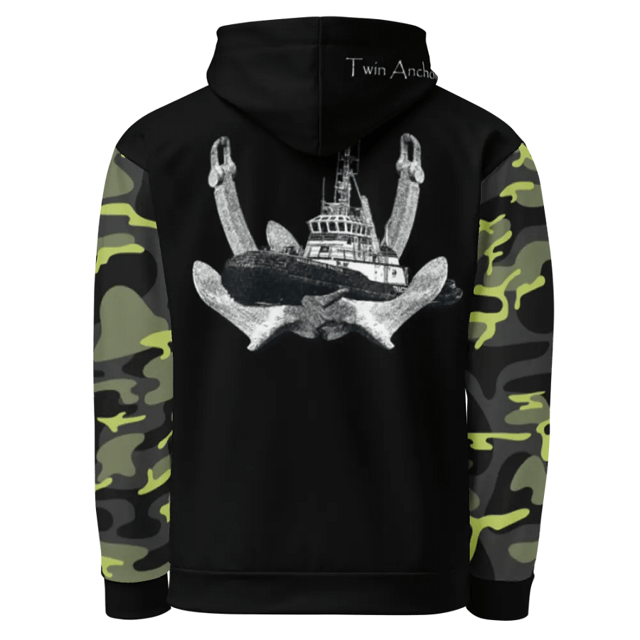 Camouflage & Black Twin Anchor Marco tug Hoodie product image (4)