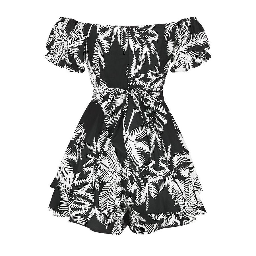 Women's Summer Short Sleeve Neck Pleated Floral Jumpsuit product image (11)