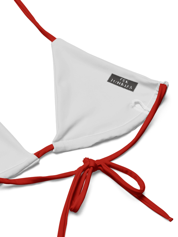 Low Rise Cheeky String Bikini, Red Top, White Bottoms product image (7)