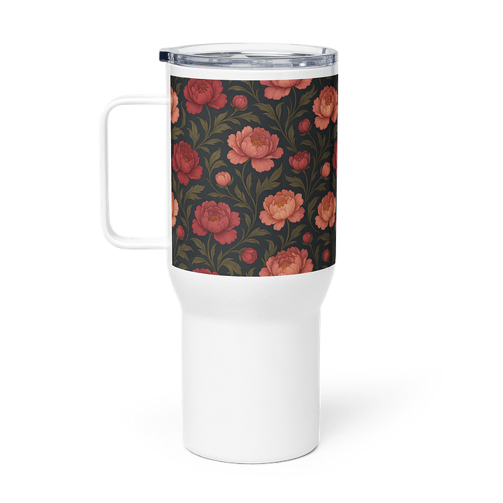 Peony Travel Mug – Vintage Floral Peonies Coffee Tumbler for Hot or Cold Drinks product image (1)