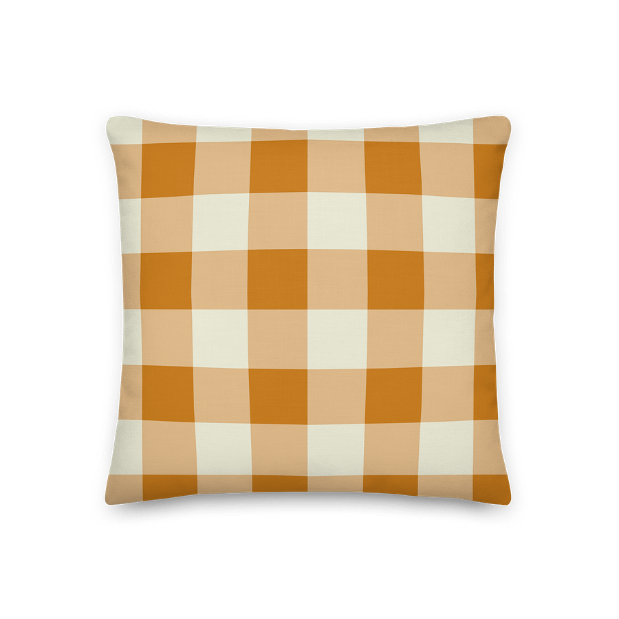 Orange & Cream Gingham Pillow – Warm & Retro product image (1)