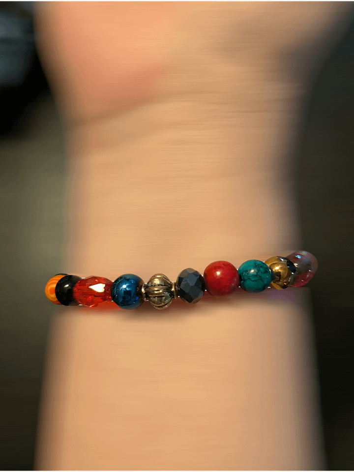 Handmade Multi Color Bracelet with Purple Cross & Bell product image (2)