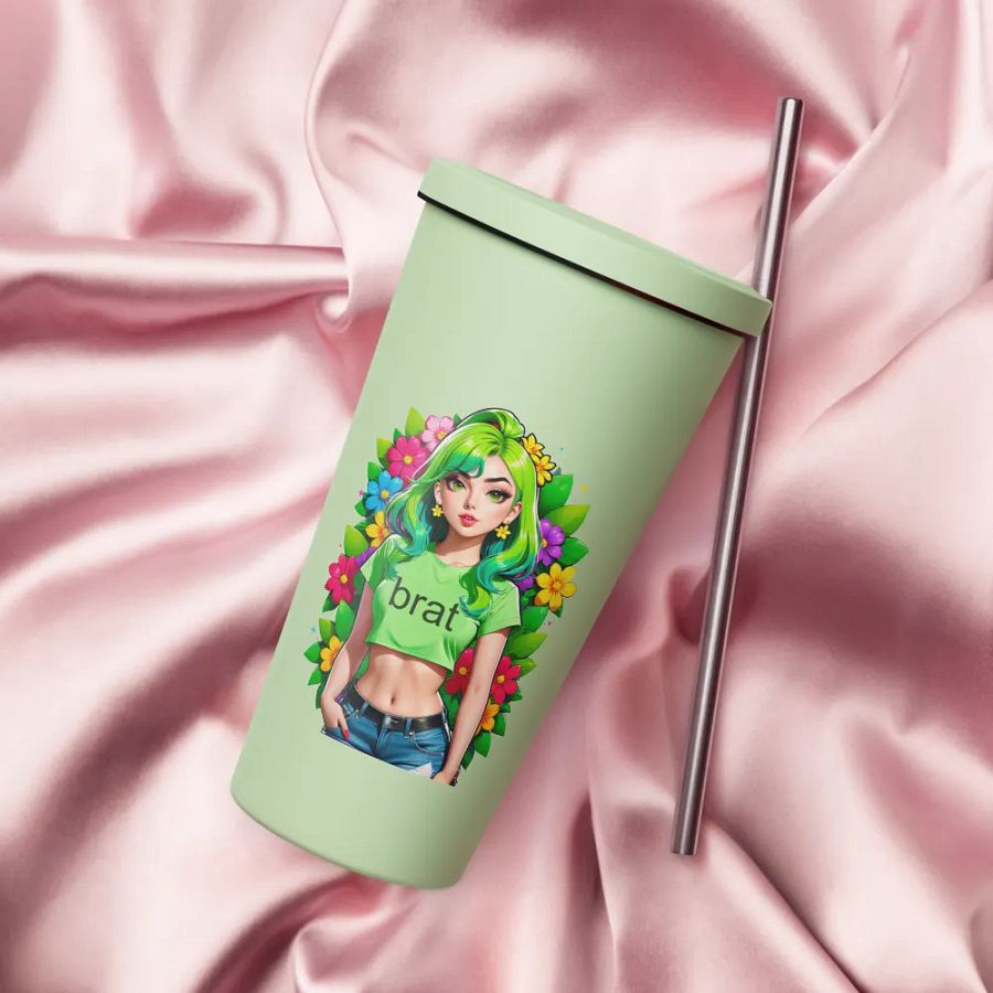 Brat 20 oz Tumbler Cup - Mint - Insulated Tumbler with a Straw v2 product image (4)