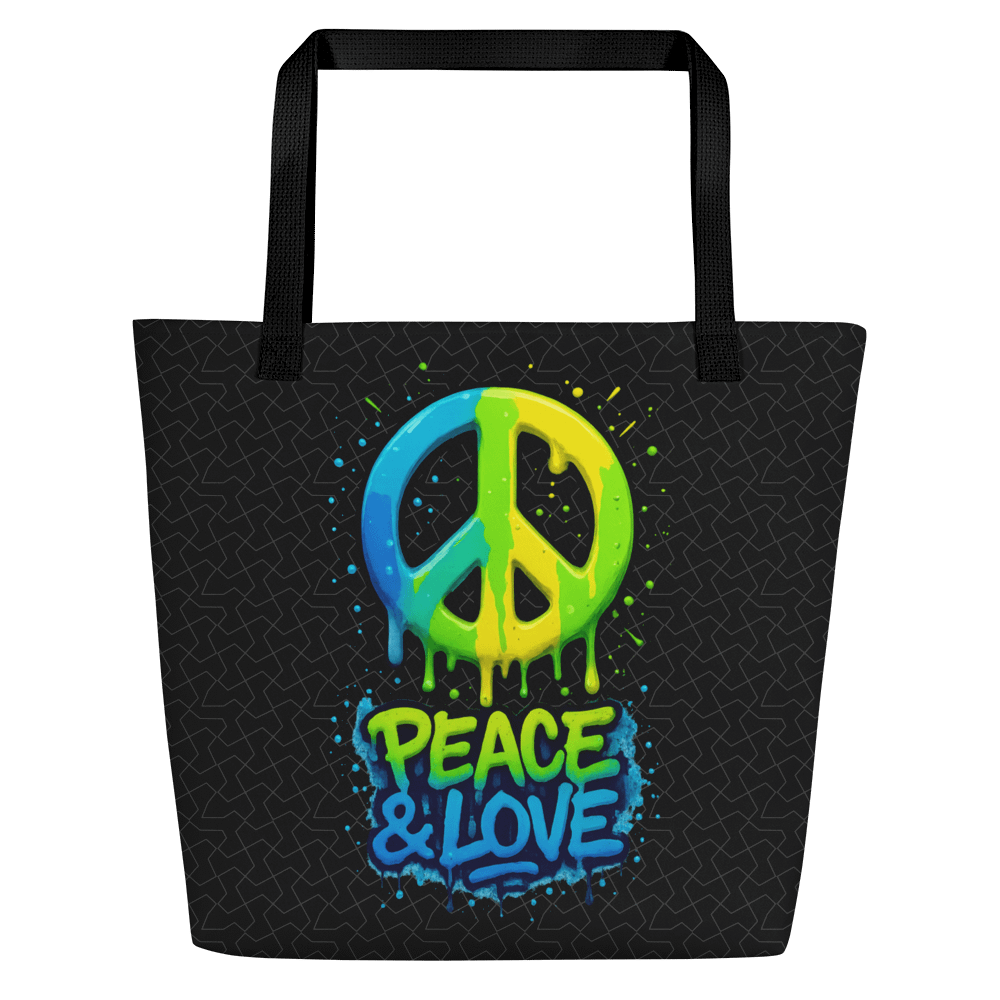 Peace & Love Graffiti Tote Bag – Bold Canvas Shoulder Bag for Women product image (3)