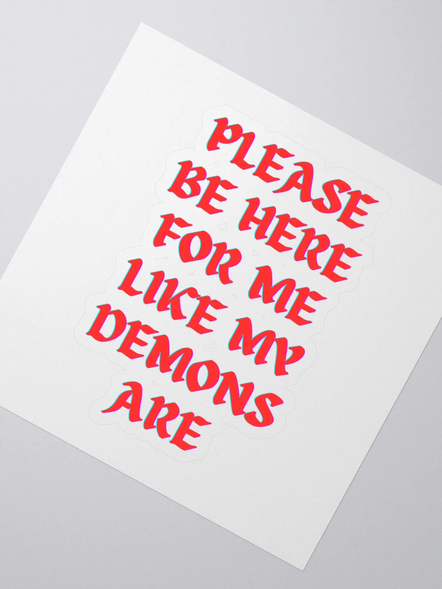 Be Here Plz Kiss Cut Sticker (Red Text) product image (2)