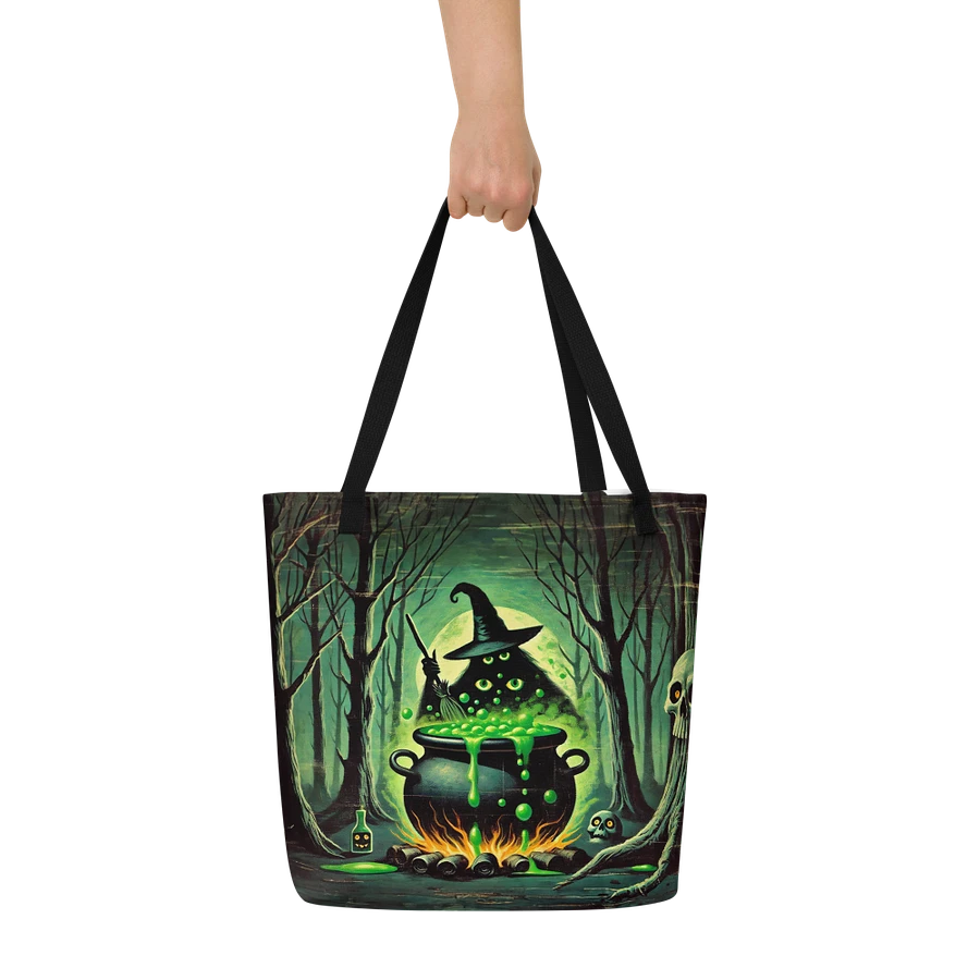 Cauldron Monster Large Halloween Tote Bag (Distressed Look) product image (7)