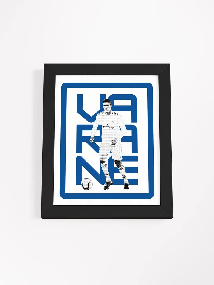 Raphaël Varane BW Real Madrid Name Art Framed Print product image (1)
