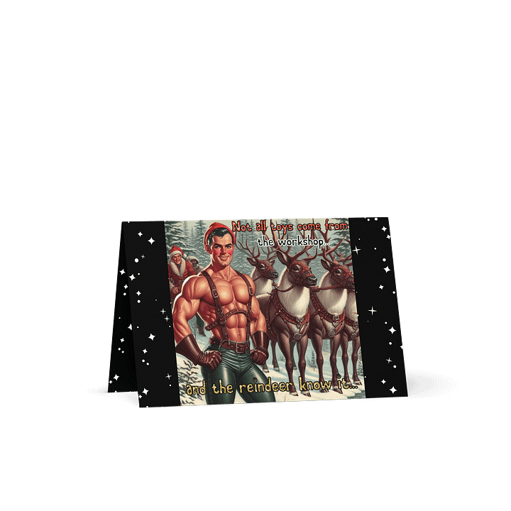 Camp Christmas Gay Leather Collection "The Reindeer Know It!" Gay Leather Christmas Card product image (1)