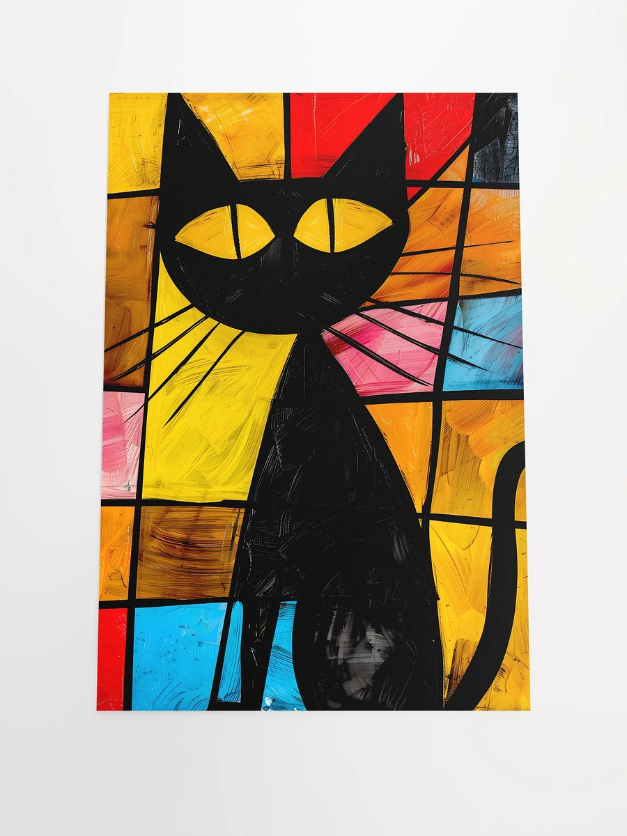 Geometric Mosaic: Abstract Stained Glass Cat Artwork Matte Poster product image (3)