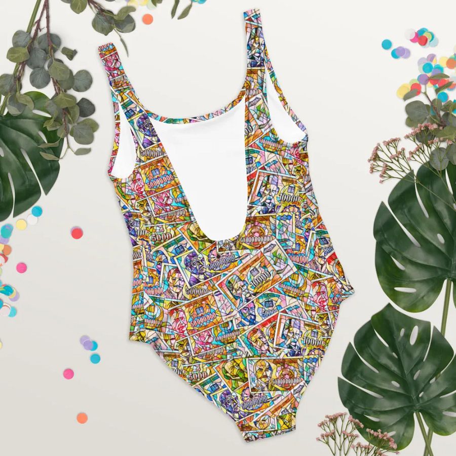 Jugoslovenski inflatorni dinar 1993 (Kolaž/mozaik) All-Over Print One-Piece Swimsuit product image (4)